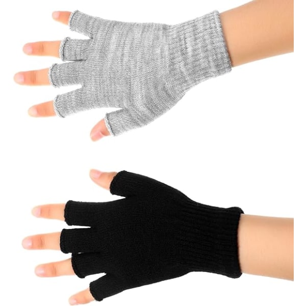 4 par vinterhandsker med halvfinger strikkede fingerløse vanter Varme strækbare handsker til mænd og kvinder