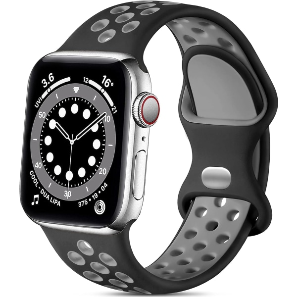 Silikon sportrem kompatibel med Apple Watch -rem, andningsbara ersättningsremmar för Apple Watch Ultra/Ultra 2/iWatch SE Series 9 8 7 6 5 4 3 2 1
