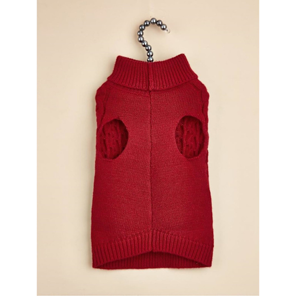 Hundetrøje med Høj Hals og Sløjfe - Varm Vintertrøje Strikket Trøje Hæklet Hundekåbe Julekostume til Små, Mellemstore og Store Hunde og Katte (L)