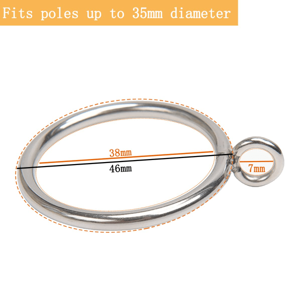 20 Pakke 38mm Sølv Metal Gardinringe, Gardinstangringe, Hængende Ringe til Gardinstænger, Stænger og Gardiner, Bruseforhæng