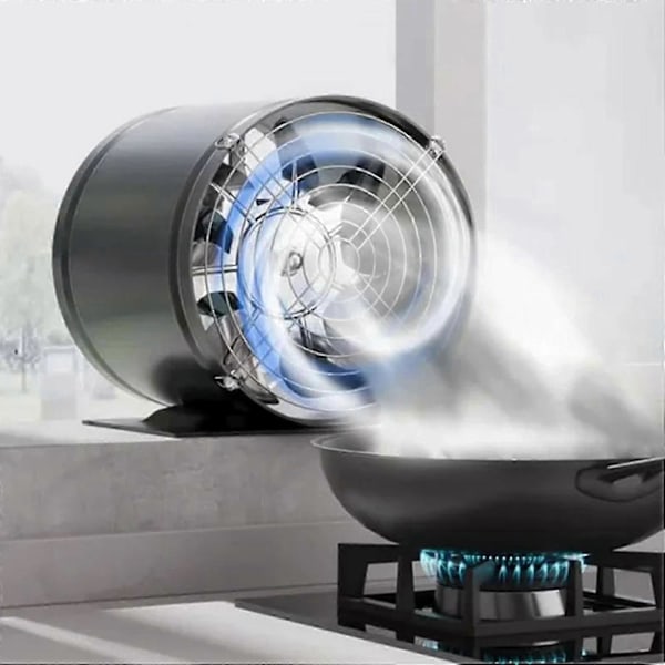 Multifunktionel emhætte med beskyttelsesgitter - Kraftig og støjsvag ventilator - Aluminium Sort 8 Med netdæksel + base Black 8 inches (with mesh cover + base)
