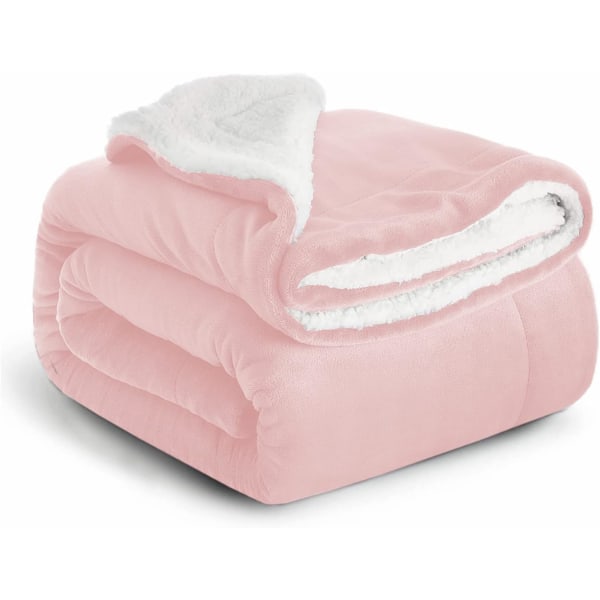 Sengeteppe, Sofatepper, Mykt, fluffy tykt teppe, Vendbart mikrofiberteppe Pink