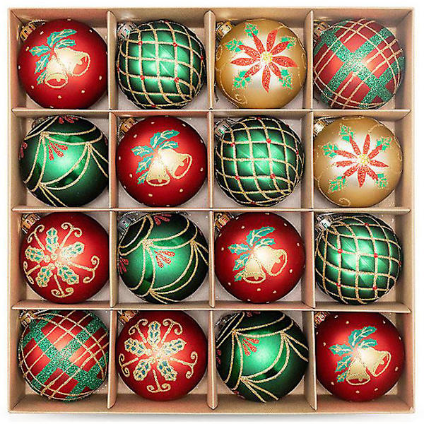 16 st julgranskulor 16 8cm Plast Julgranskulor Julgran Hängande Dekorationer red,green gold