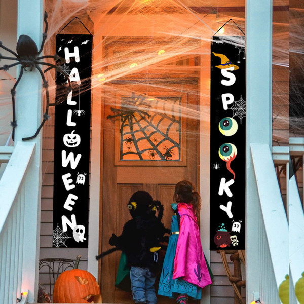 Halloween-koristeet ulkona sisäkuistin banneriovikoristeet, 70 tuumaa x 12 tuumaa, etukuistin kodin sisäpihan halloween-juhlien koristeluun 12" x 71"