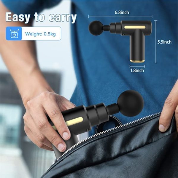 Minimassagepistol, Muskelpistol, Djupvävnadsmassager, LCD-pekskärm, Type-C Percussion Muskelmassager, Bärbar Handhållen Kroppsmassager, Tyst (svart) black