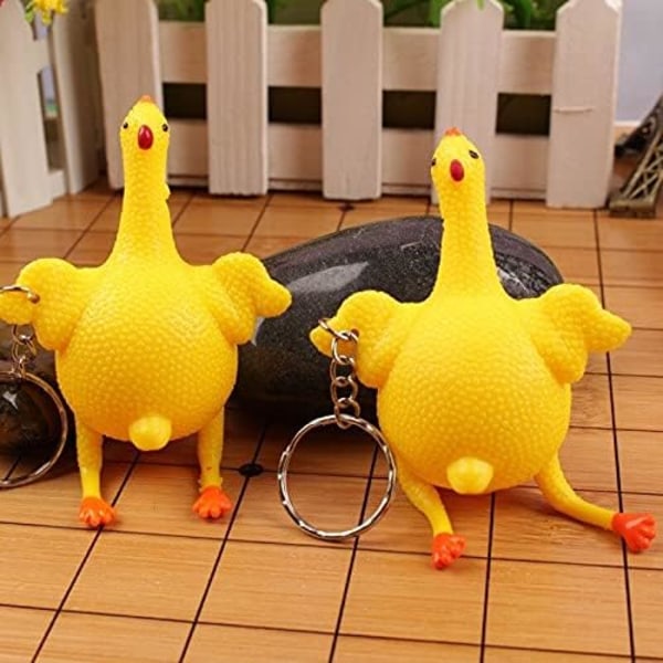 6 stk. Egg Egg Chicken Crowded Stress Ball Nøkkelring Morsom Spoof Tricky Squeeze Toys Dekompresjon Toys Pinch Dekompresjon