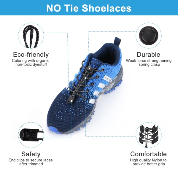 4 paria ilman solmittavia elastisia kengännauhoja metallisoljilla, säädettävät joustonauhat lenkkeilykenkiä varten, juoksukenkä, solmittamattomien kengännauhojen vaihto