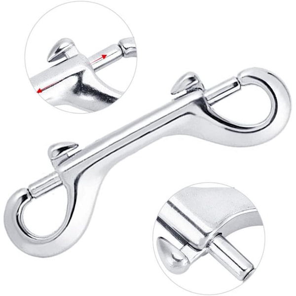 2 stk Dobbel Ended Bolt Snap Kroker, Sink Legering Dobbel Ende Klips, Dykkeklips Holdbare Trigger Snaps