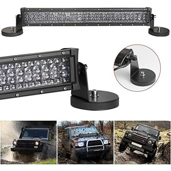 2 stk. Magnetisk Base LED Lys Bar Monteringsbraketter, Monteringsbrakett Sugekoppholder for LED Arbeidslys Kjørelys