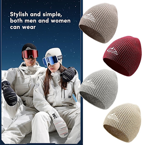 Stickad Beanie för Män och Kvinnor, Varm Vinterhatt, Tjock Varm Hatt, Stickad Skidhatt för Vinter, Vindtät Varm Hatt för Utomhuscykling Black