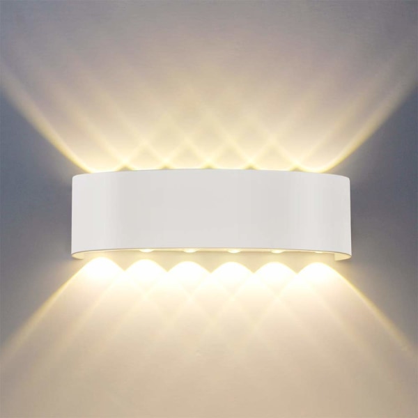 Moderne Væglampe IP65 Vandtæt 12W LED Væglamper Aluminium Indendørs Væglampe til Stue Soveværelse Hall Trappegang (12W) [Energiklasse F]