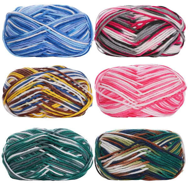 Stickgarn 6 x 50g Boll Dubbel Stickgarn Färgad Virkgarn Mjukt Garn Set för Stickning Hantverksprojekt, Kläder, Filtar, Halsduk, B B