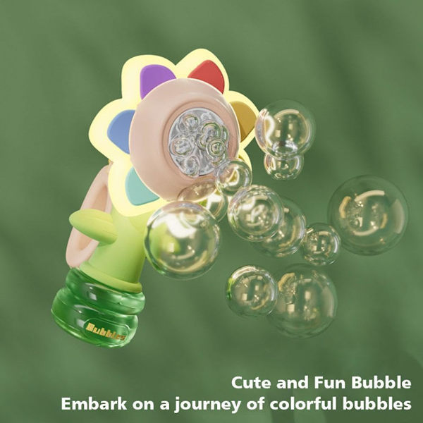 Elektrisk Solros Bubbelmaskin Skakande Huvud Leksaker, Automatisk Solros Bubbelmaskin med Ljus och 3 Hastigheter (Rosa)