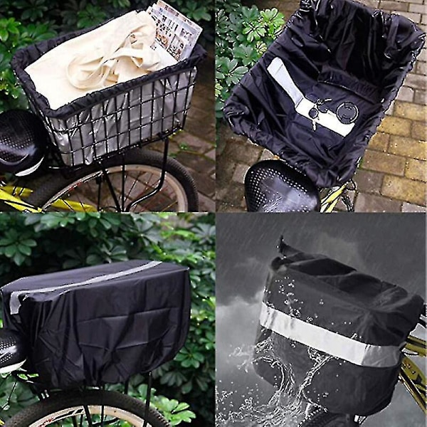 Cykelkorg Regnöverdrag Skydd Cykelkorg Regnöverdrag, Vattentät Cykelkorg Överdrag, Utomhus bergsklättring resor ryggsäck regnöverdrag, svart 43*20*20cm