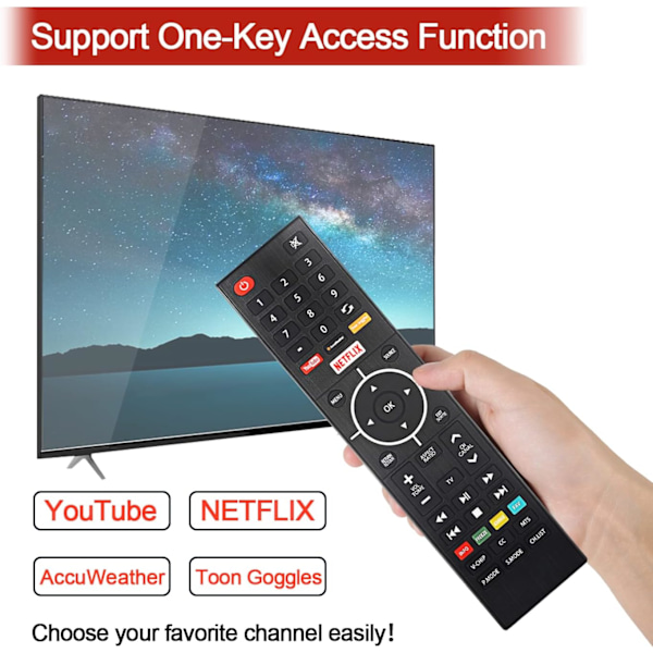 Ny erstatningsfjernbetjening til Westinghouse Element TV WE50UB4417 WE55UB4417 WD40FB2530 ELSW3917BF E4SFT5017 E4STA5017 ELSJ5017 LED Smart Ultra HD 4K TV