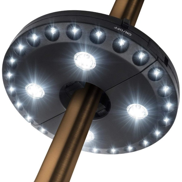 Parasoll Lights Patio Paraply Light 3 Ljusstyrka 28 LED-lampor vid 220 Lux- 4 x AA batteridriven, Paraply Stick Light