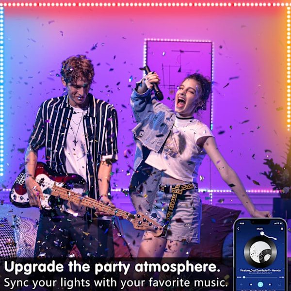 30M LED Stripelys (2 ruller á 15M) Smart Bluetooth App-kontroll Musikk Synkronisering Fargeskiftende RGB LED Lysstriper med Fjernkontroll