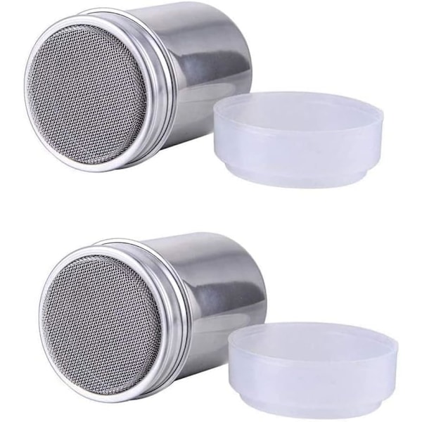 2-pack Mjöl Socker Salt Ströare, 200 ml Rostfritt Stål Chokladströare Florsocker Salt Kakao Kaffe Ströare Siktar för Kök Hantverk