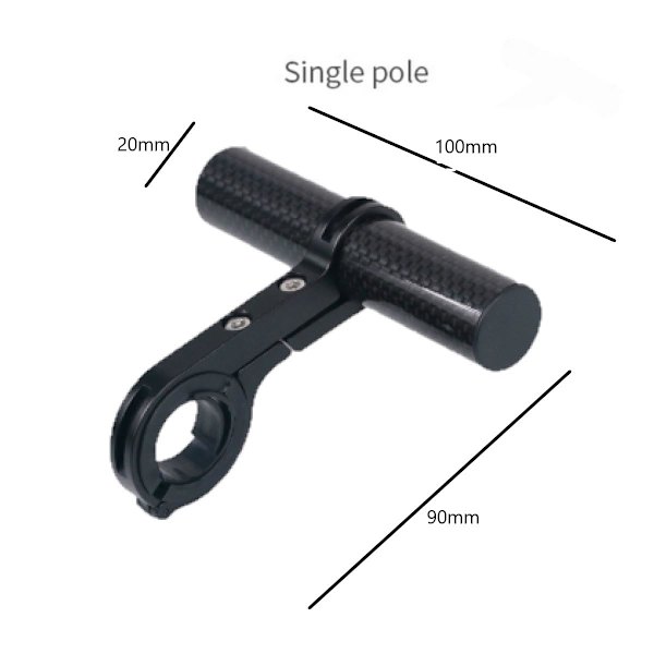 10 cm pyörän ohjaustangon jatke, hiilikuidusta valmistettu pyörän ohjaustangon asennus, ohjaustangon jatke, pyörän teline taskulampuille, älypuhelimille, GPS-laitteille