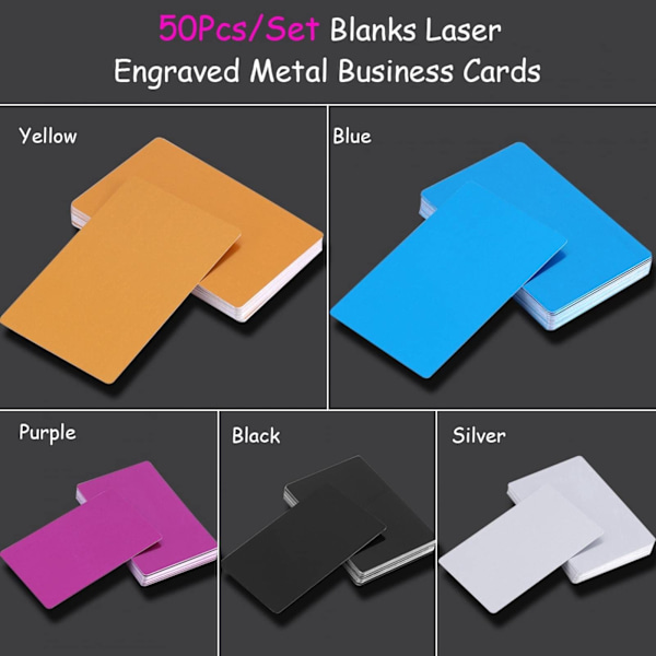 50 stk. Tykke 0,22 mm Sublimerings Metall Visittkort Blank Inkjet Utskrivbart Kort Vanntett Aluminium Legering ID-kort Visittkort uten Chip (Lilla)
