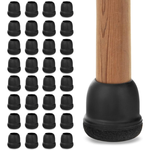 32 stykker stolbenbeskyttere med filt, silikon stolbentrekk, stolputer, stol, møbelbenbeskyttere, med diameter 19-25 mm