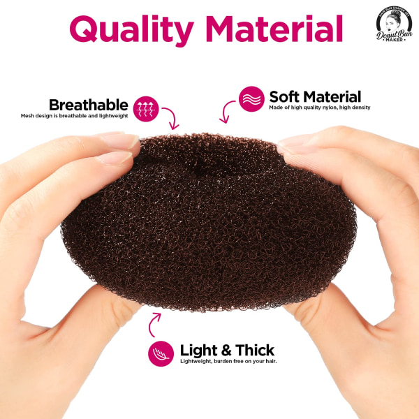Hårbulleformare Set, 4 Storlekar Brun Donut Bun Maker och 20 Gyllene Hårsnålar för Blondin, Chignon Bun Maker Hårrings Stiltillbehör Brown
