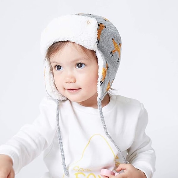 Baby Gutter Jenter Dyre Øreklaff Lue Dinosaur Rev Trykk Varm Fleeceforet Luen Julegave