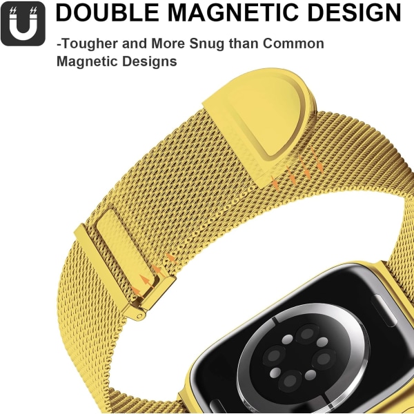 Rem kompatibel med Apple Watch remmar 41 mm 40 mm 38 mm kvinnor män, dubbla magnetiskt justerbara ersättningsband för iWatch-serien 9 8 7 6 5 4 3 2 1 SE
