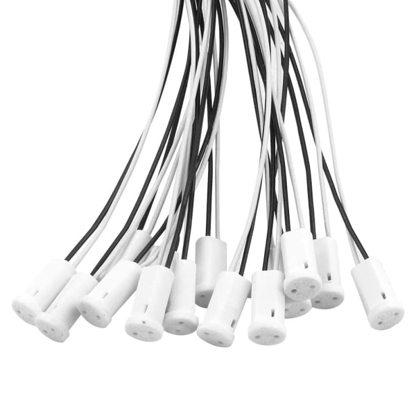 25 stykker G4 pæreholder lampefatninger Keramisk sokkel med 20 cm teflontråd G4 halogenfatninger til kvartshalogenlamper LED-glødelampe