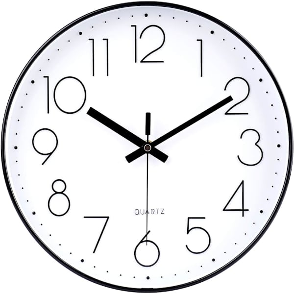 Icke-tickande analog väggklocka, 30 cm rund väggklocka, dekoration för vardagsrum, sovrum, kontor (svart)