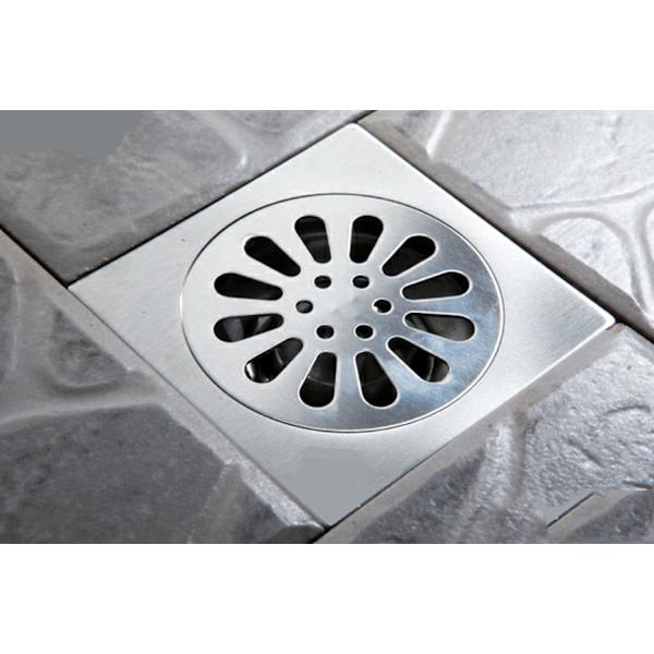 Gulvrist med avtakbart deksel, Dusjrist i rustfritt stål med dreneringsbeskyttelse, Avfallsrist, 90×90mm, Sølv
