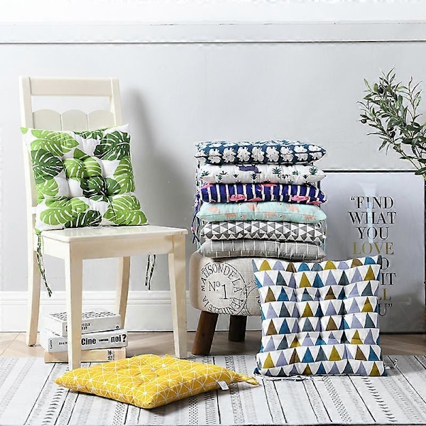 Set med 6 Stolsdynor 40 x 40, Dekorativa Kuddar Stolsdyna Trädgårdskuddar, Polyester