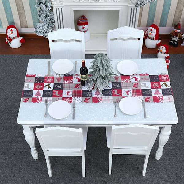 Julebordløpere, Juleduker, Julebordmidtpunkt, Reinsdyr Borddekorasjon Høytidsfamiliemiddag (Rutete)