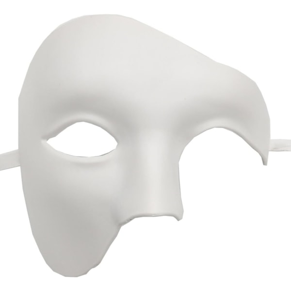 1 stk Masquerade Mask Retro Phantom of the Opera One Eye Half Face Costume, Half Face Phantom Mask (hvit)
