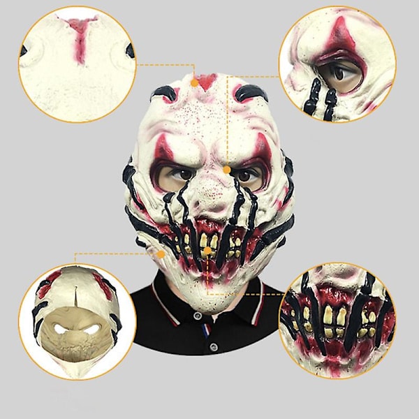 Scary Zombie Hovedmaske, Latex Uhyggelig Halloween Kostumefest Cosplay, Horror Blodig Rekvisitter Voksen, Halloween Festrekvisitter