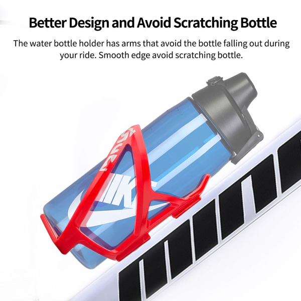 Sykkelvannflaskeholder, universell sykkelkoppholder, lett og sterk sykkelvannflaskeholder, flott for landeveis- og terrengsykler, 2-pakning rød
