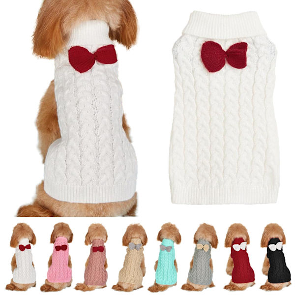 Hundtröja med Mocka Hals, Stickad Jumper, Varm Vinterkläder, Pullover, Stickad Hundkappa, Juldräkt för Små, Mellanstora och Stora Hundar och Katter (S)