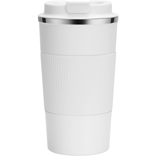 Resemugg, Återanvändbara Isolerade Kaffekoppar, Vakuumflaskor, Termosmugg i Rostfritt Stål för Varma och Kalla Drycker white