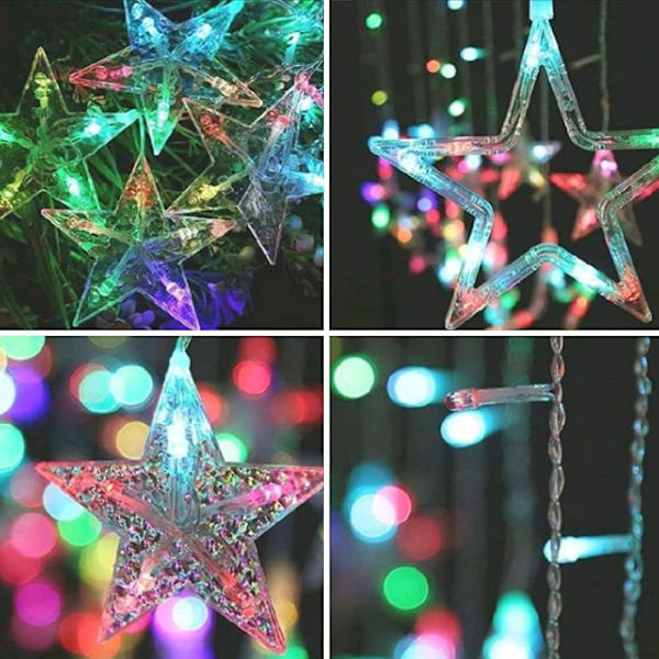 Jouluikkunavalot Tähtivaloverho Valot, Jouluvalot Koristeet, 12 Tähteä LED Verhovalosarja Makuuhuoneen Seinälle Hääjuhliin. Monivärinen Multicolor