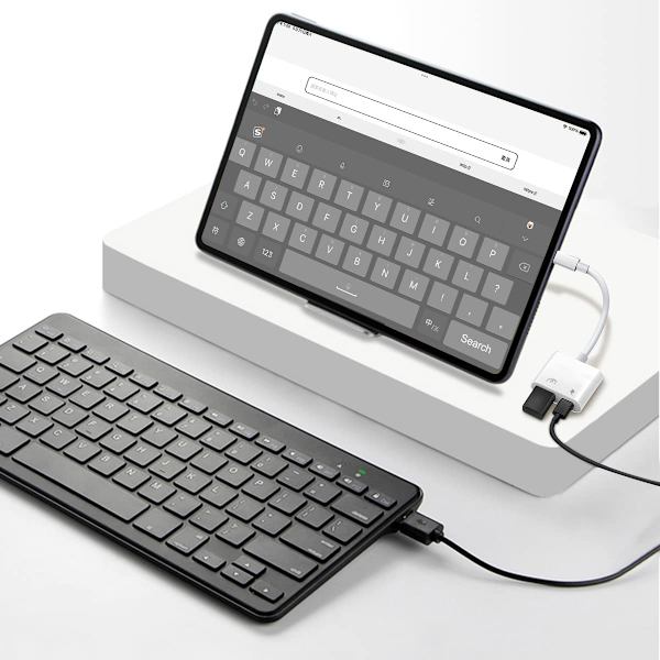 Saliop USB-adapter för iPhone/iPad, USB OTG-adapter och laddningsport 2 i 1, kameraadapter som stöder ljud-/MIDI-gränssnitt och kortläsare