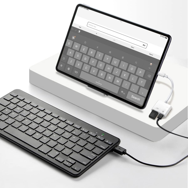 Saliop USB-sovitin iPhonelle/iPadille, USB OTG -sovitin ja latausportti 2-in-1, kamerasovitin tukee ääni-/MIDI-liitäntöjä ja kortinlukijoita