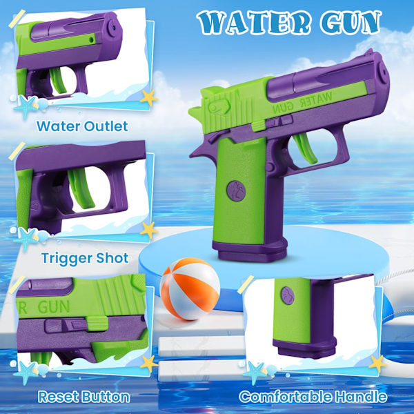 4 st Vattenpistoler, Små Vattenpistoler, Badleksaker, Läckagesäkra Vattensprutor Vattenspel för Trädgård Pool, Mini Vattenpistol