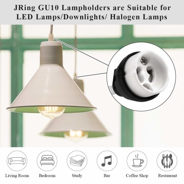 10 Stk GU10 Standard Lyspære Sokkel Terminal Lampeholder og Rekkeklemme/Bro