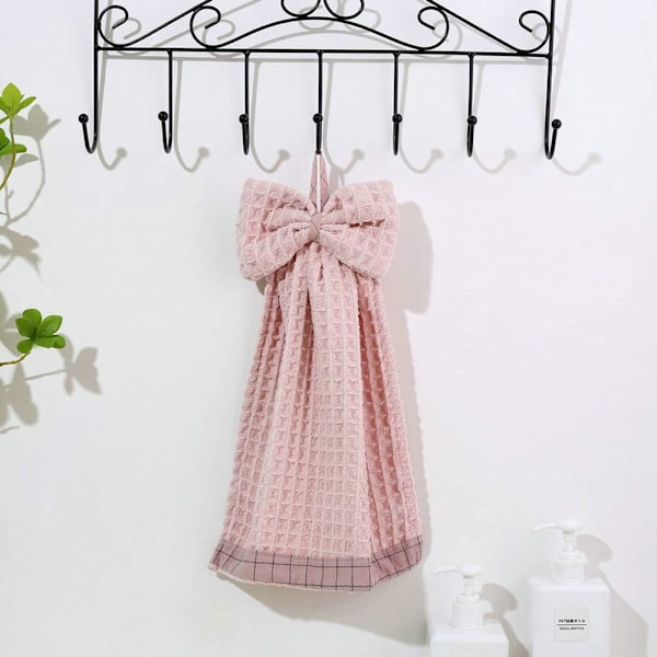 3-pack Handduk med Rosett - Mjuk Diskduk med Hängögla för Kök Badrum, Söt Handduk i Mikrofiber Coral Velvet för Barn, Vuxna