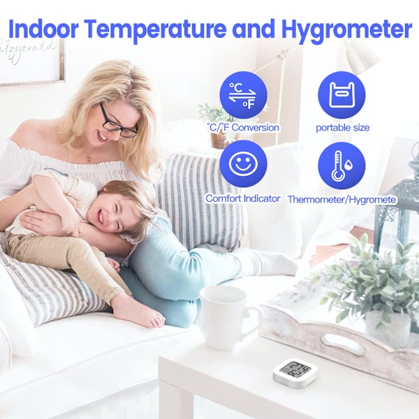 Digitalt Hygrometer, Mini Indendørs Termometer Rum Thermo-Hygrometer, Nøjagtig RH Måler Temperatur Monitor til Hjem Soveværelse Kælder Kontor Drivhus