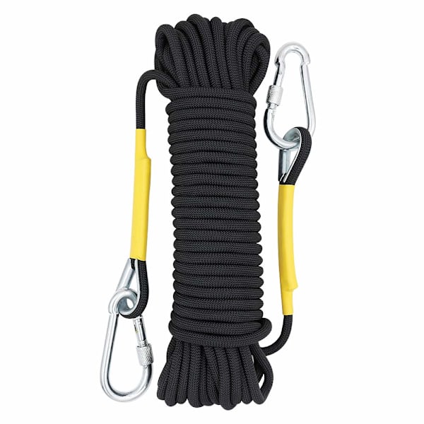 Multifunktionell 8mm 30m Utomhusrep, Nödutgångsrep för Hemmet, Multifunktionell Säkerhetsrep för Magnetfiske, Vandring, Grottsökning, Campingräddning, Svart 30m