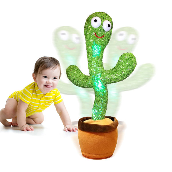 Dancing Cactus Toy, Talking Cactus Toy Repeter What You Say, Wrigle Dancing and Singing Electronic Luminous Cactus (120 sanger)