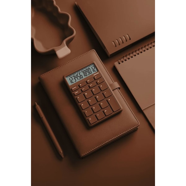 Beige lomme- og bordregner med lys LCD-skærm og dobbelt strømforsyning, bærbar bordmodel Brown