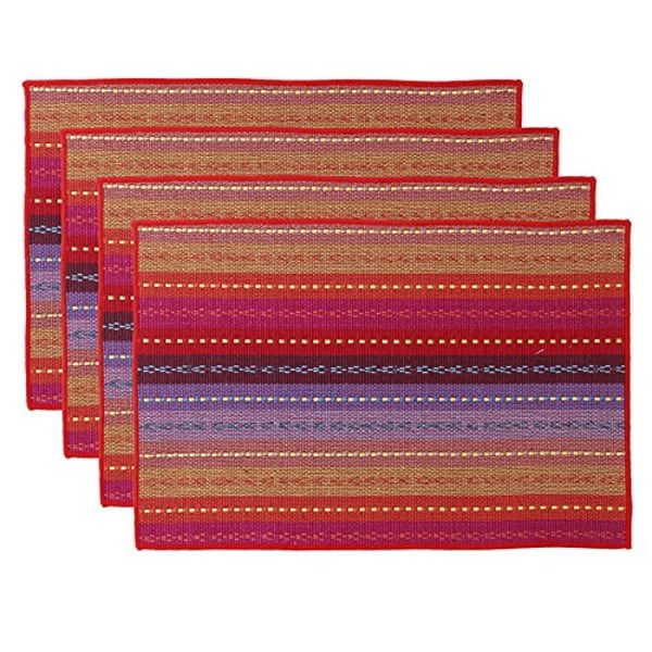 Vävd bordsunderlägg i bomull, halkfri värmeisolering tvättbart tyg köksbord mattor set om 4 - 46x30 cm