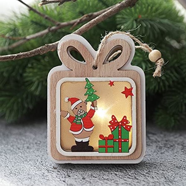Træpynt til juletræ, juletræspynt med lys, rensdyrpynt til juletræ julepynt 2 stk (gaveæske)
